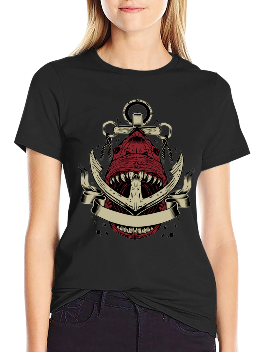 Anchor Shark Graphic Tee - Nautical Style