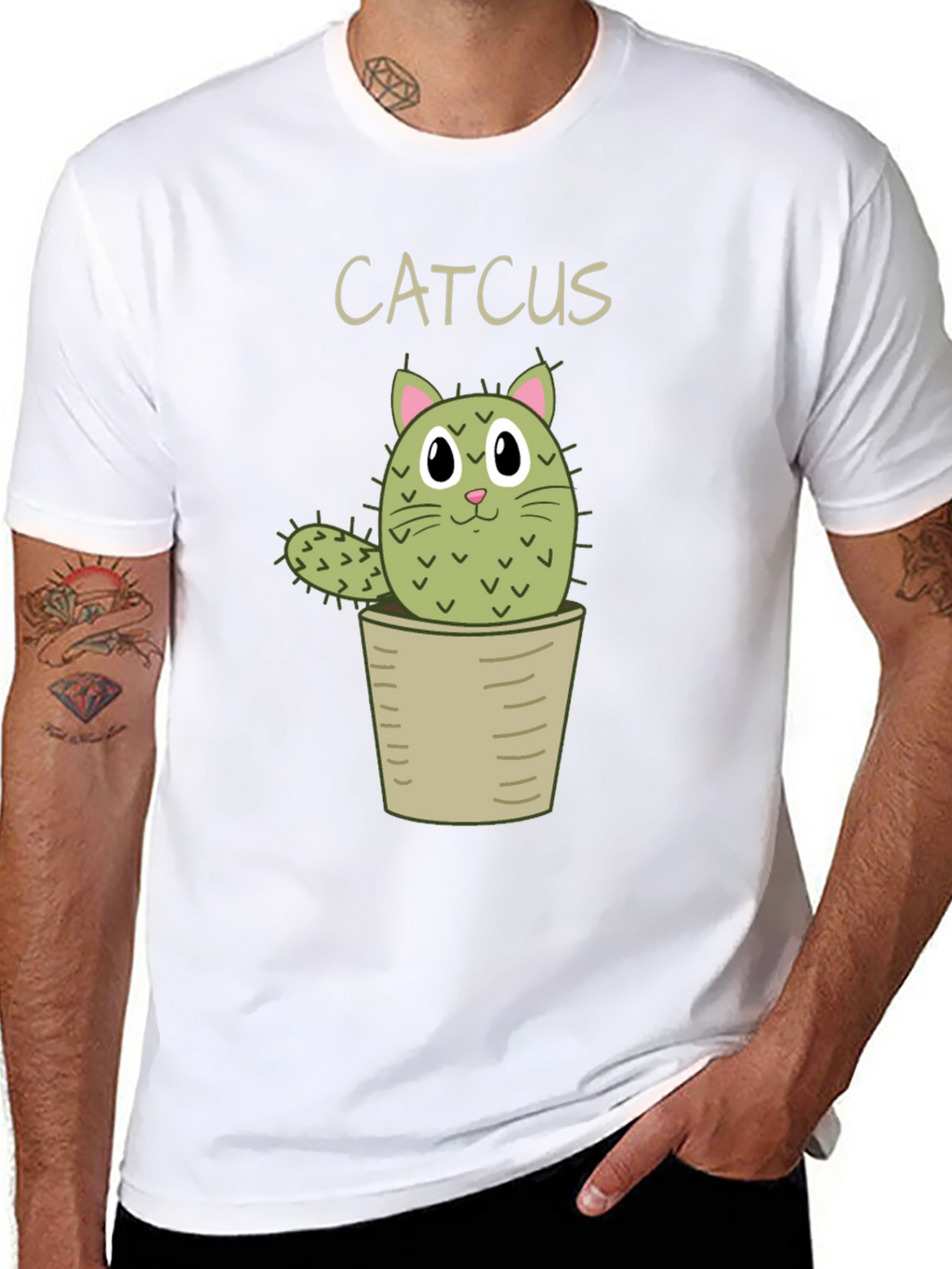 Catcus T-Shirt - Cute Cartoon Cactus Cat Tee
