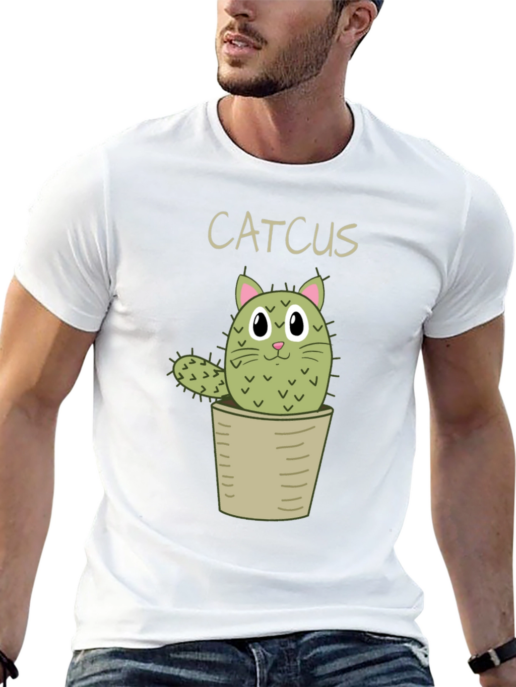 Catcus T-Shirt - Cute Cartoon Cactus Cat Tee