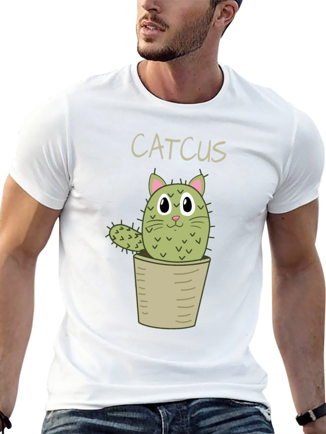 Catcus T-Shirt - Cute Cartoon Cactus Cat Tee