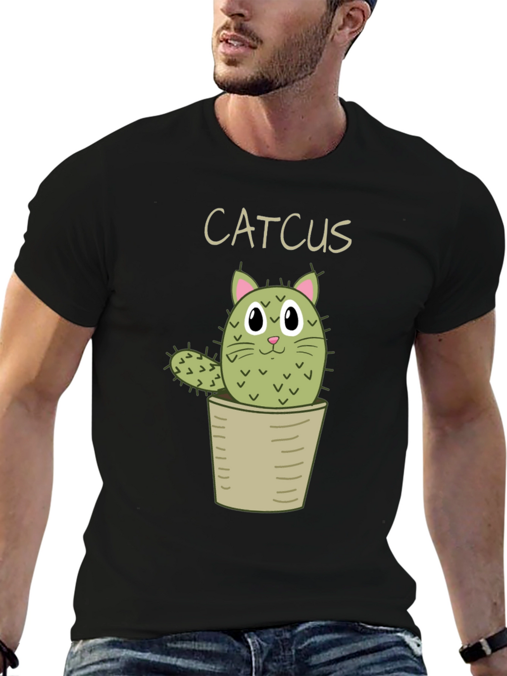 Catcus T-Shirt - Cute Cartoon Cactus Cat Tee