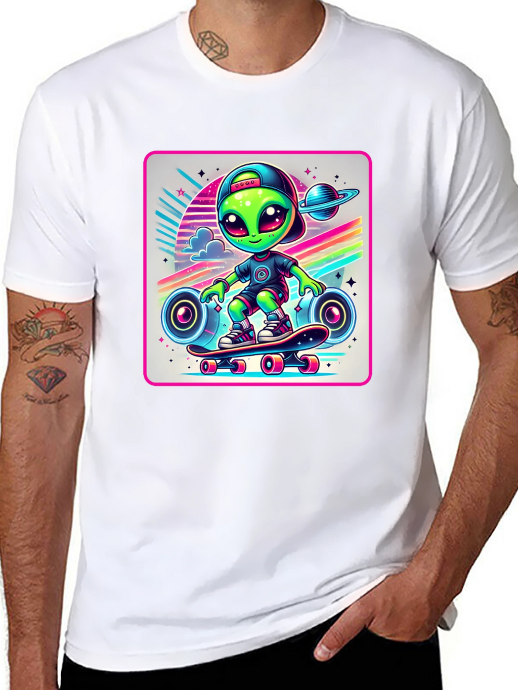 Skateboarding Alien Graphic Tee