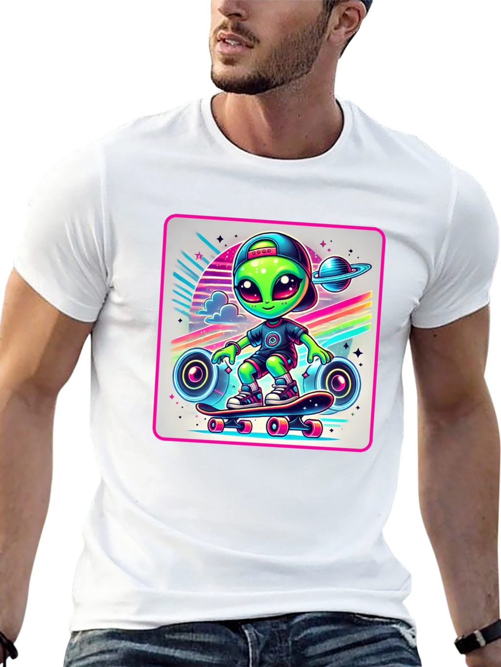 Skateboarding Alien Graphic Tee
