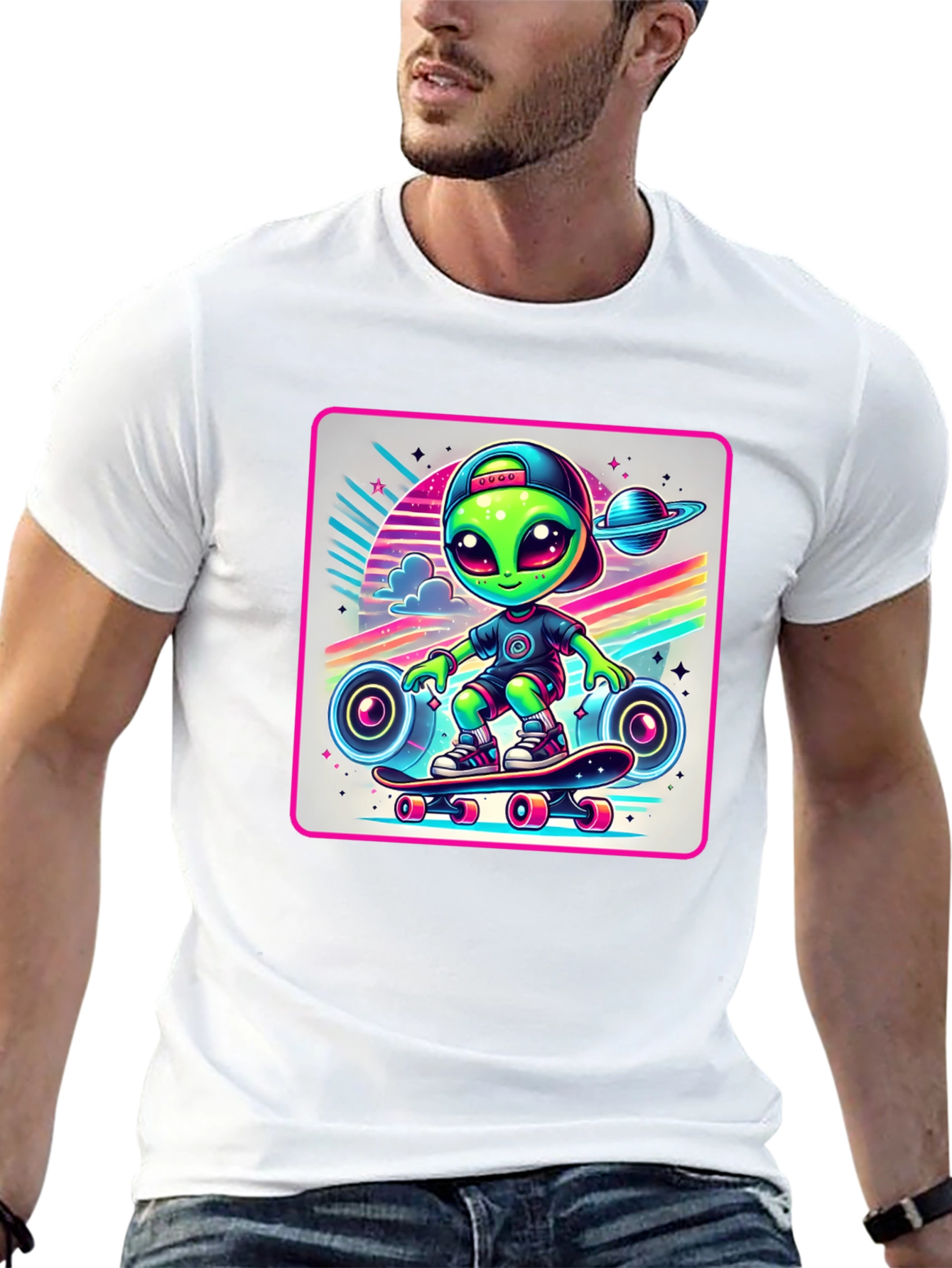 Skateboarding Alien Graphic Tee