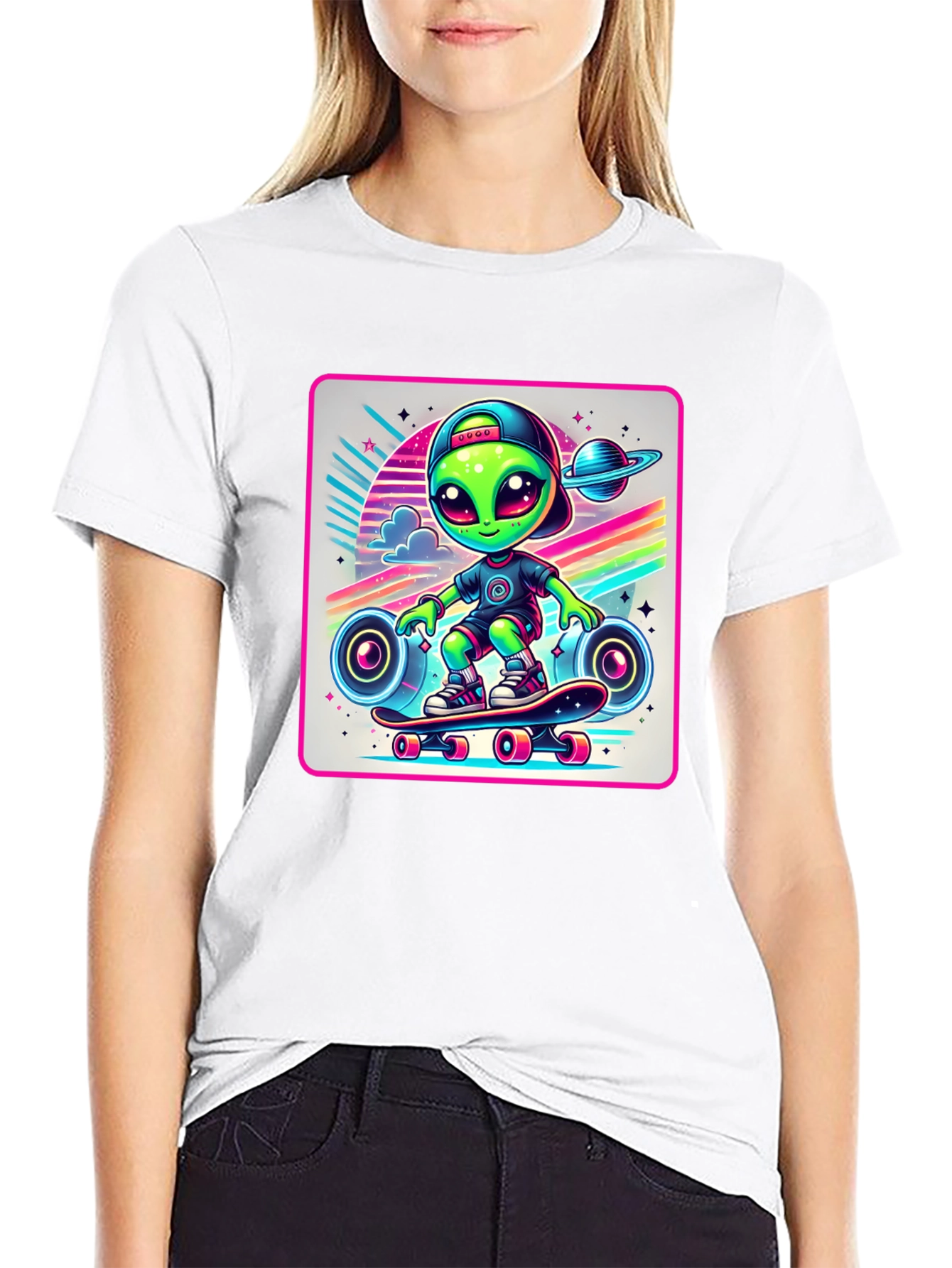 Skateboarding Alien Graphic Tee