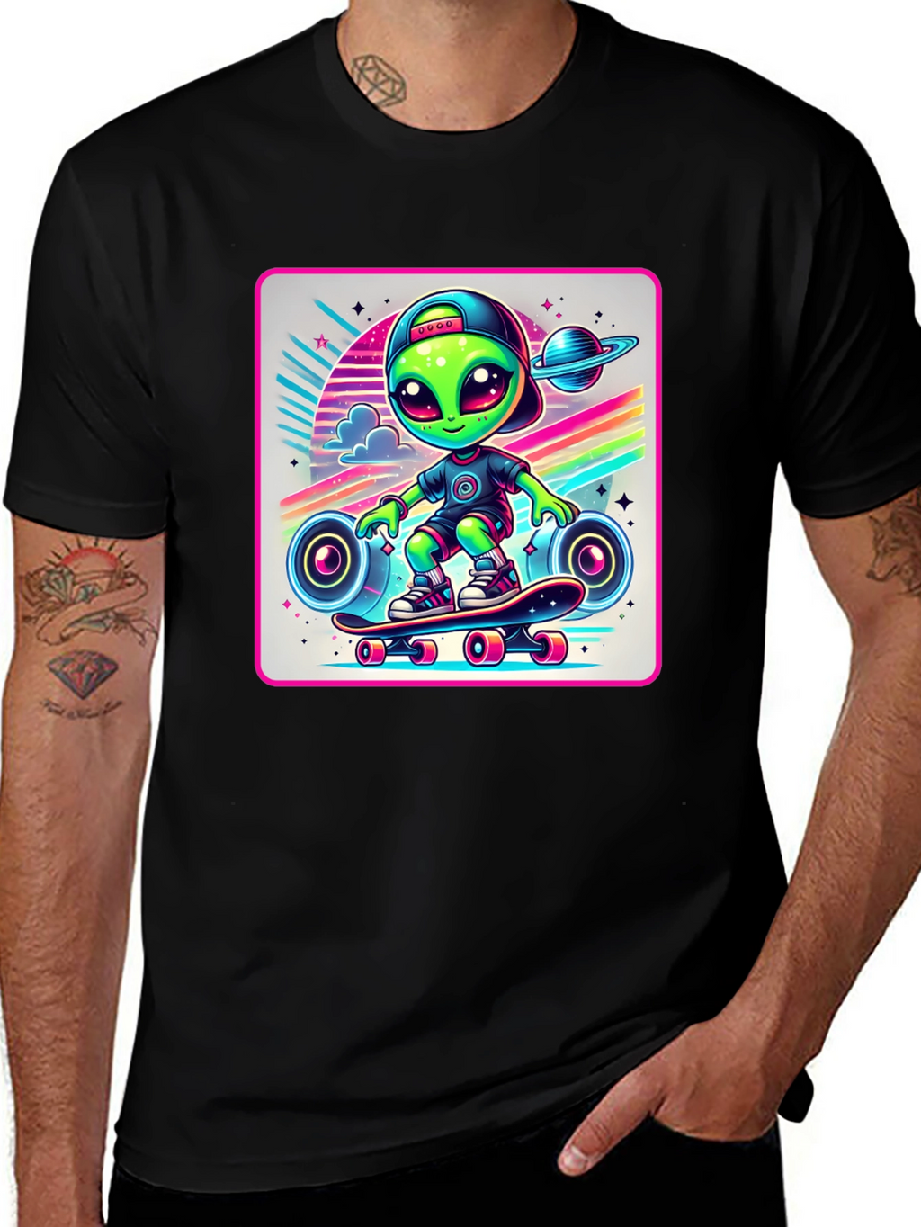 Skateboarding Alien Graphic Tee