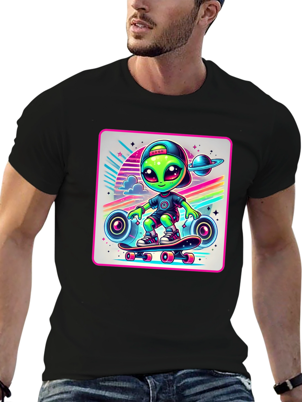 Skateboarding Alien Graphic Tee