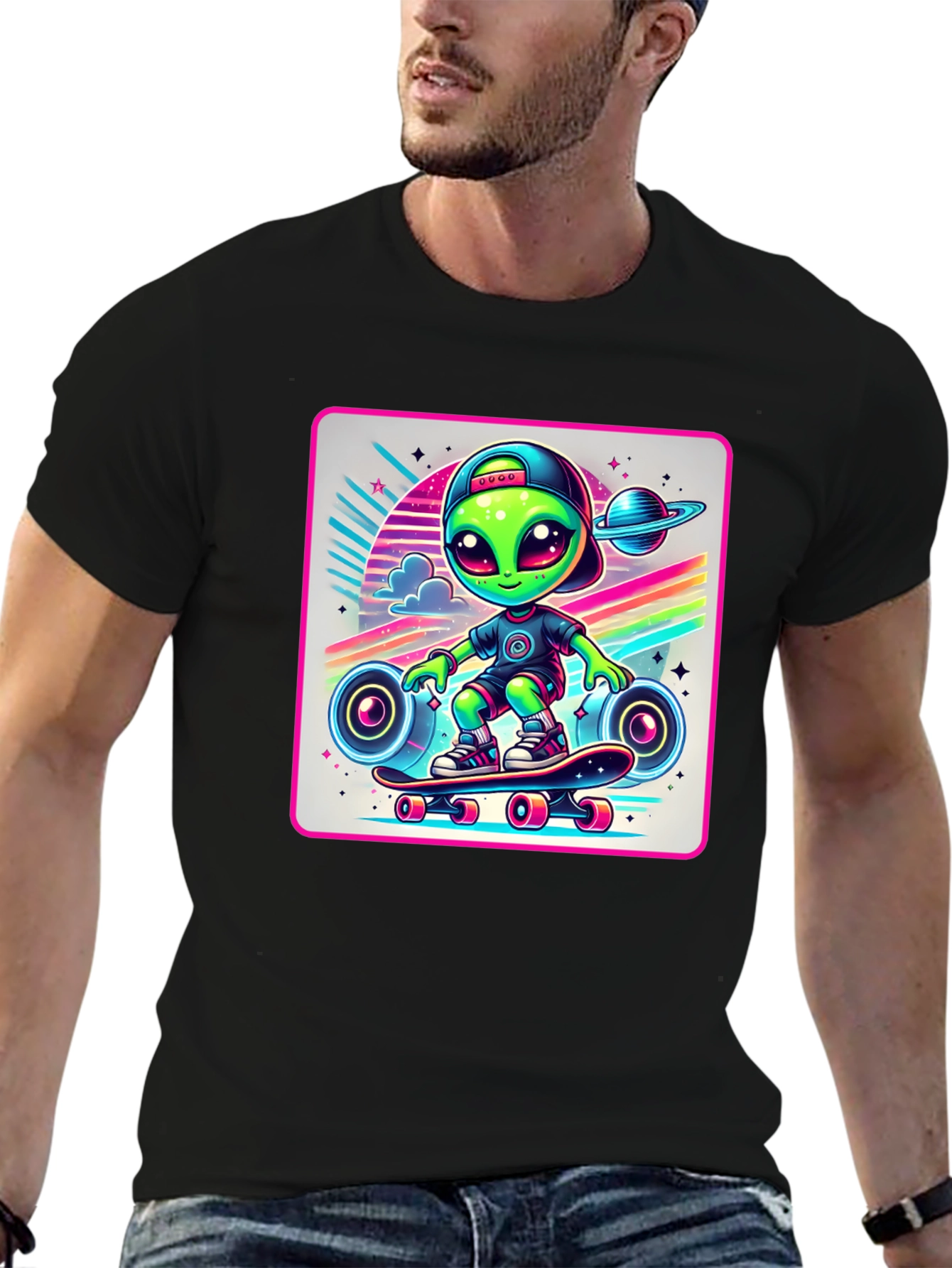 Skateboarding Alien Graphic Tee