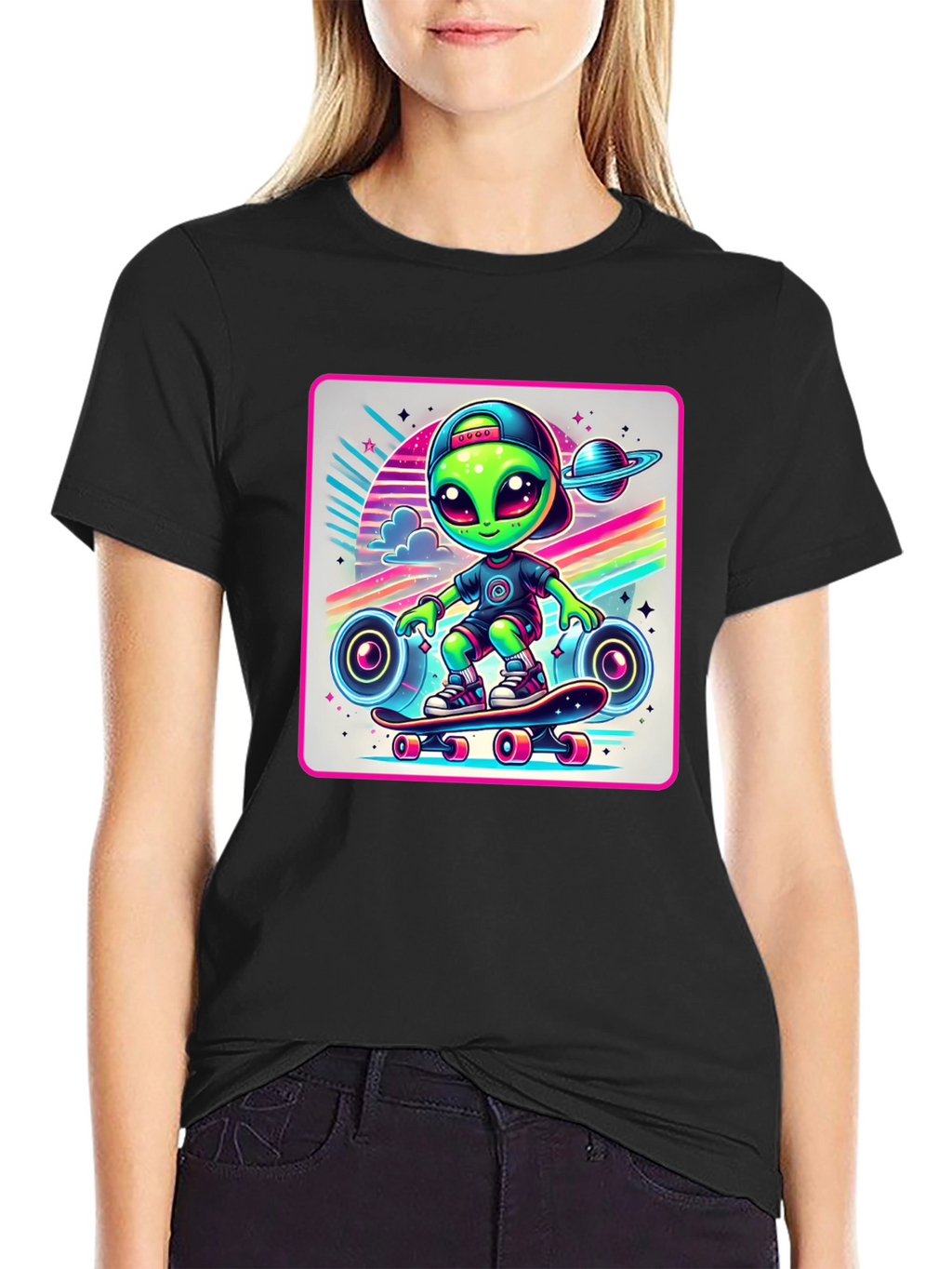 Skateboarding Alien Graphic Tee