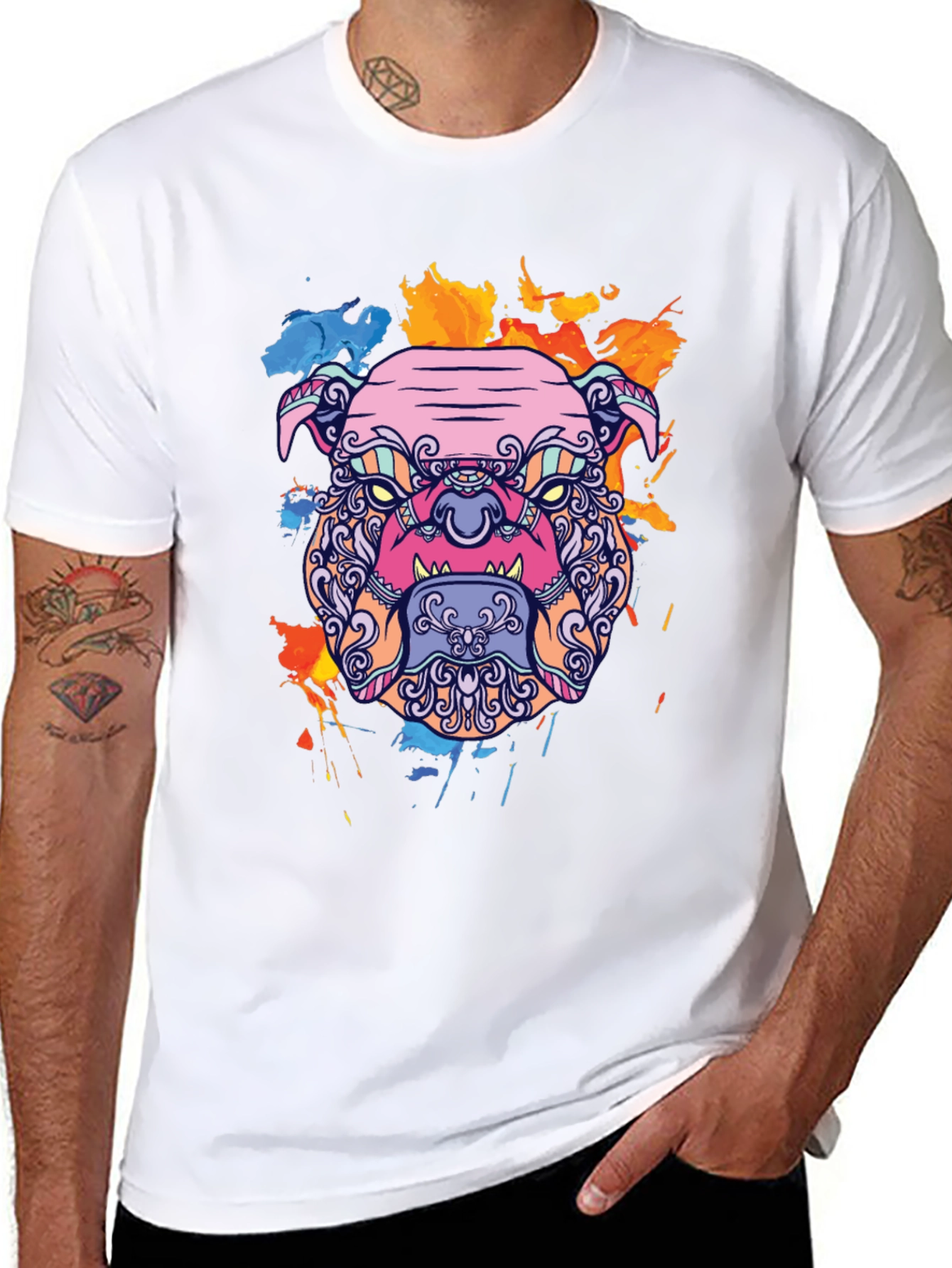 Bold Bulldog Graphic Tee - Artistic Print
