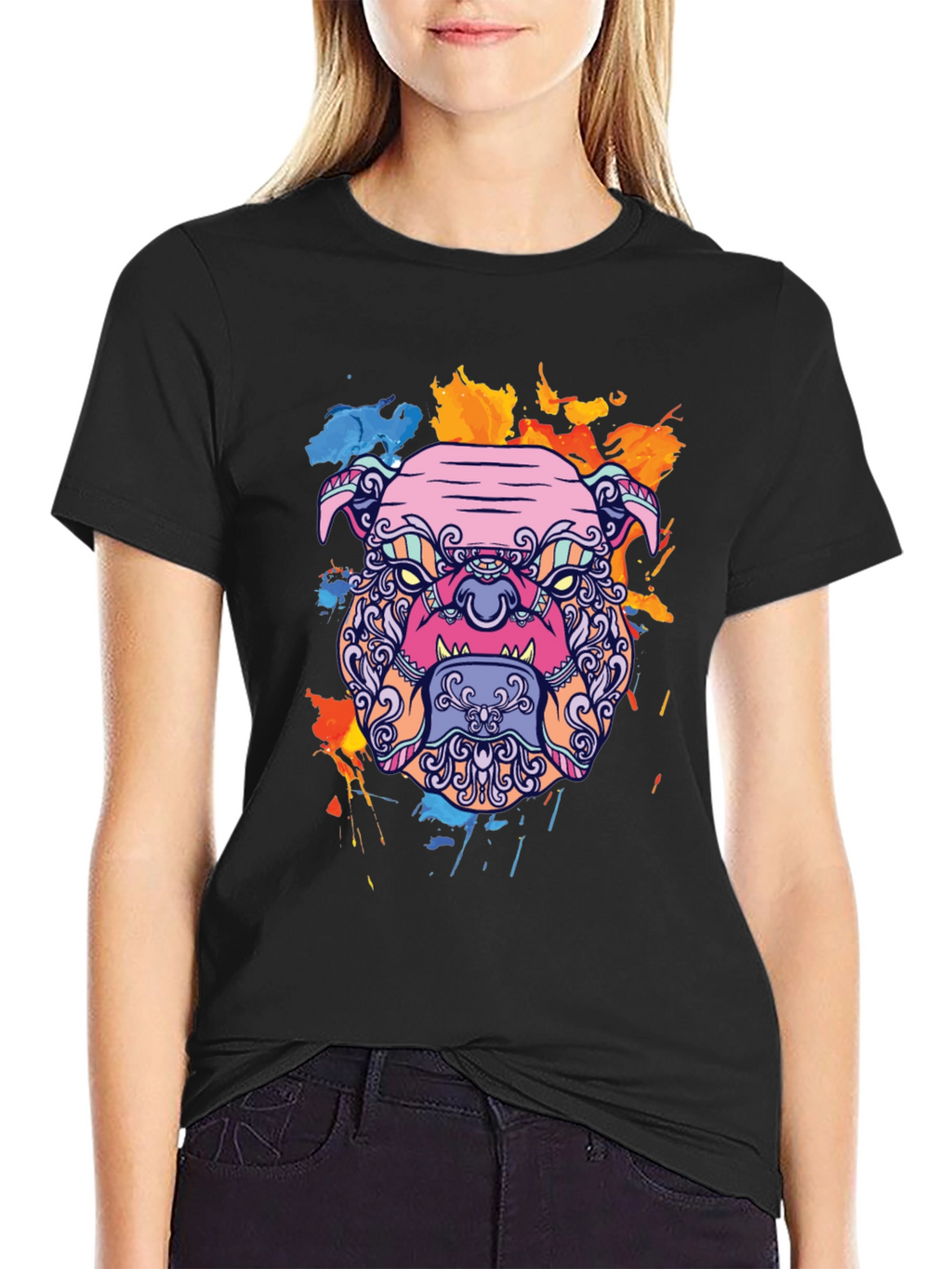 Bold Bulldog Graphic Tee - Artistic Print