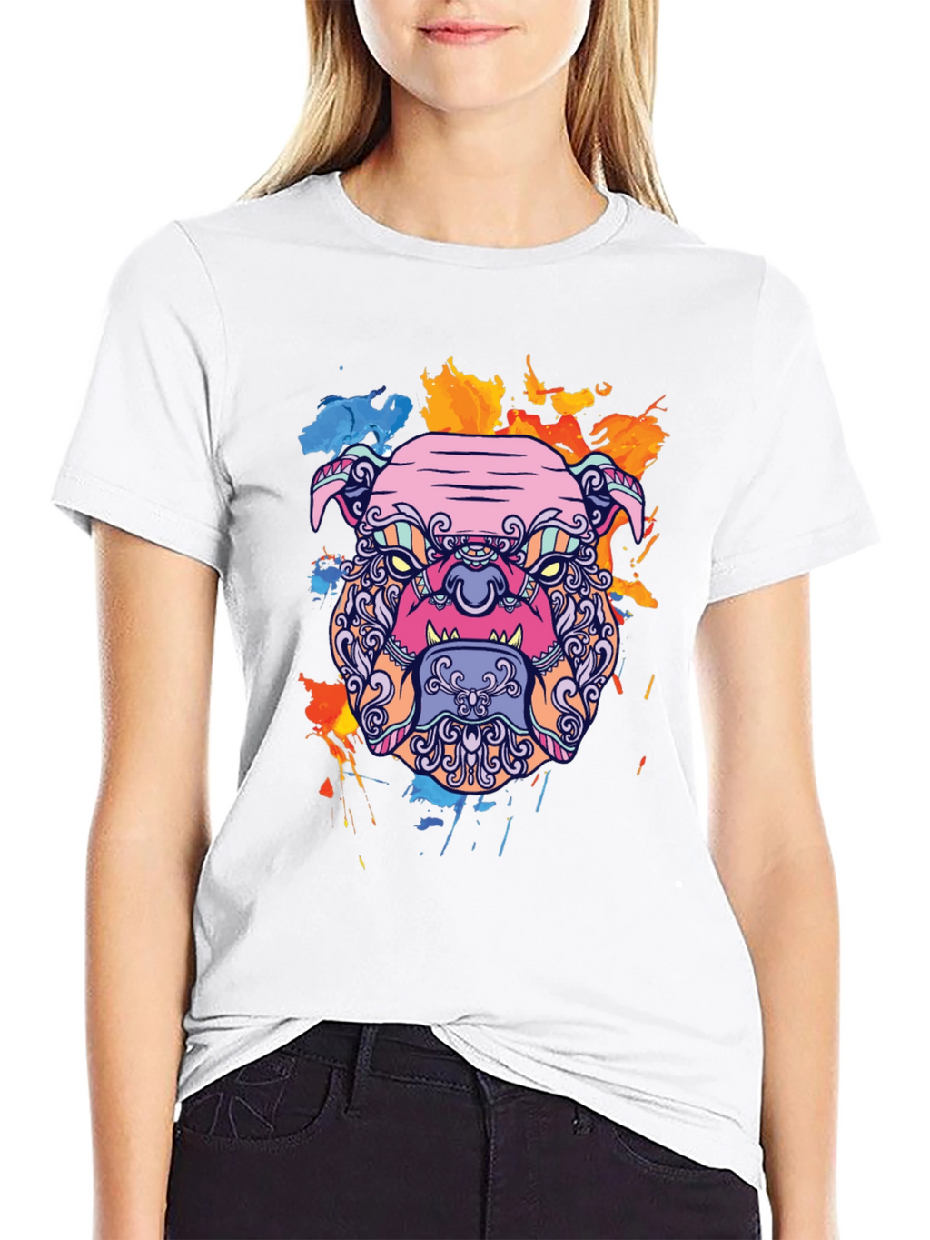 Bold Bulldog Graphic Tee - Artistic Print