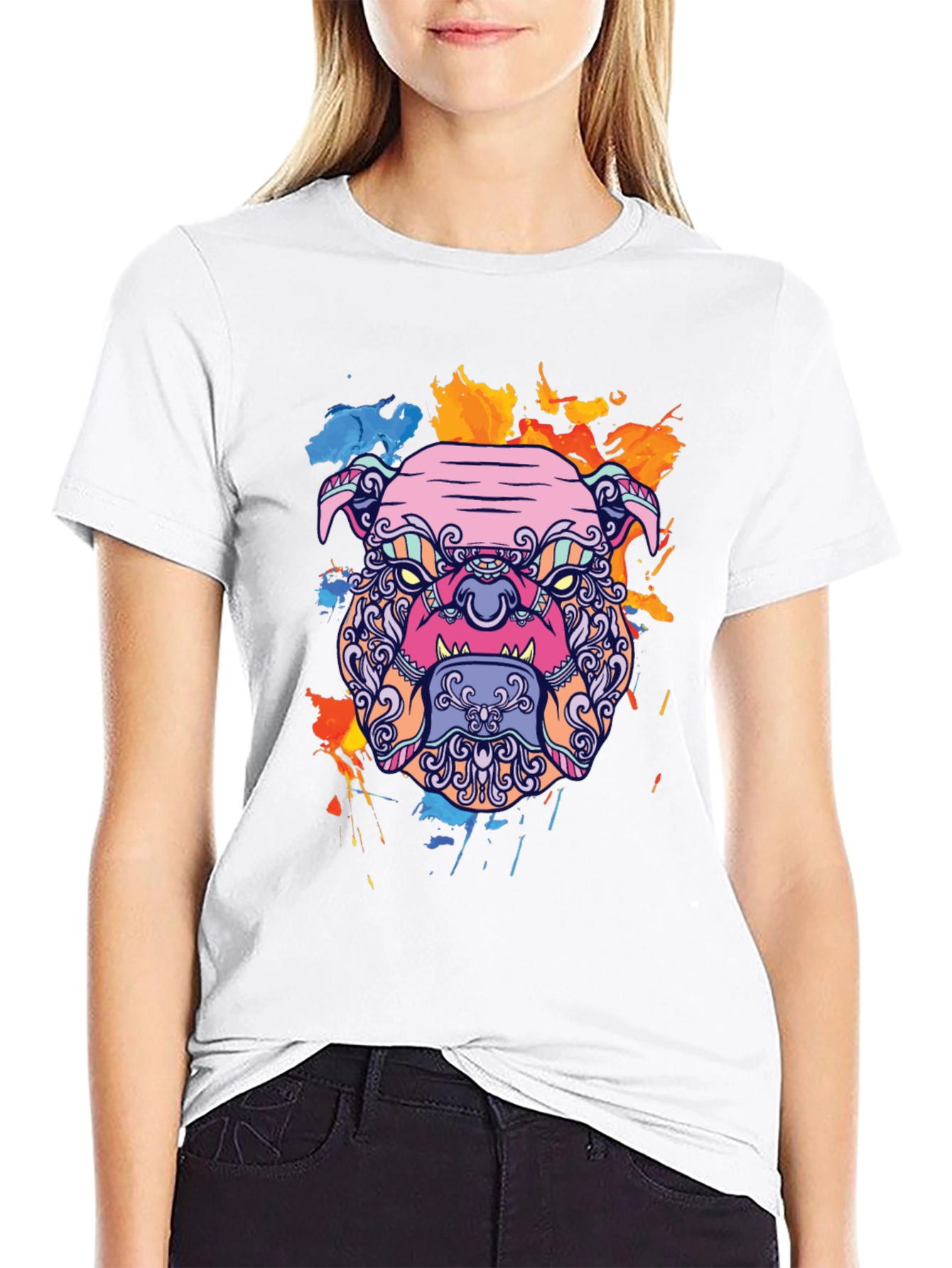 Bold Bulldog Graphic Tee - Artistic Print