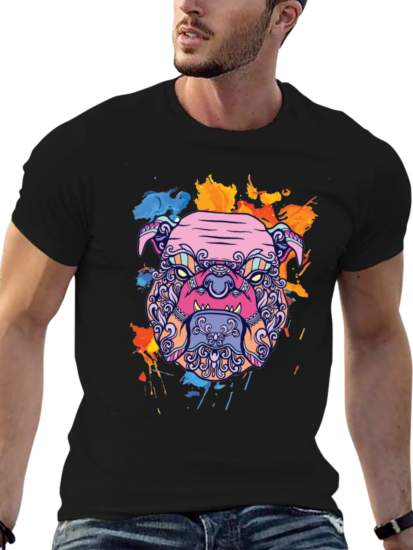 Bold Bulldog Graphic Tee - Artistic Print