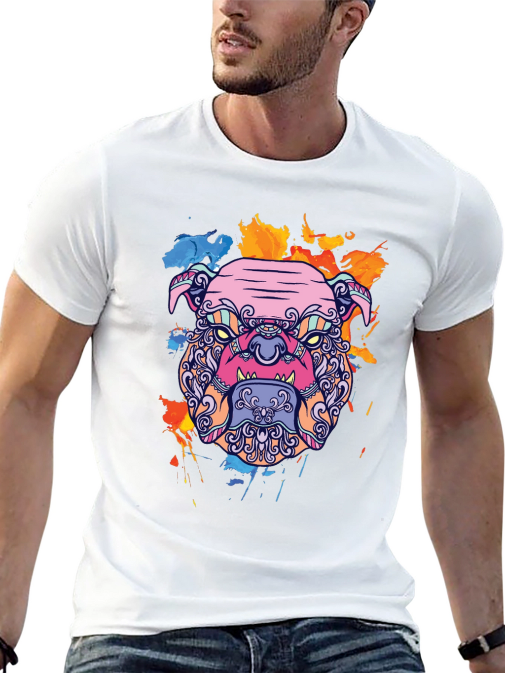 Bold Bulldog Graphic Tee - Artistic Print