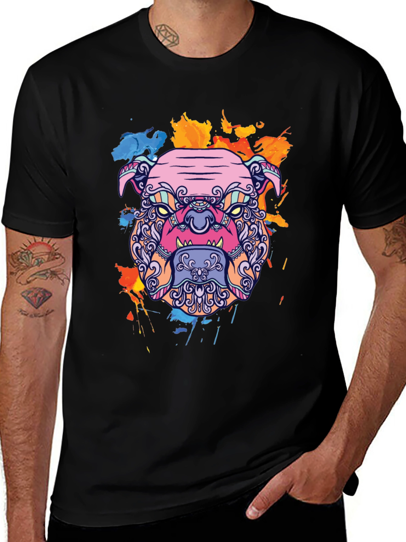 Bold Bulldog Graphic Tee - Artistic Print