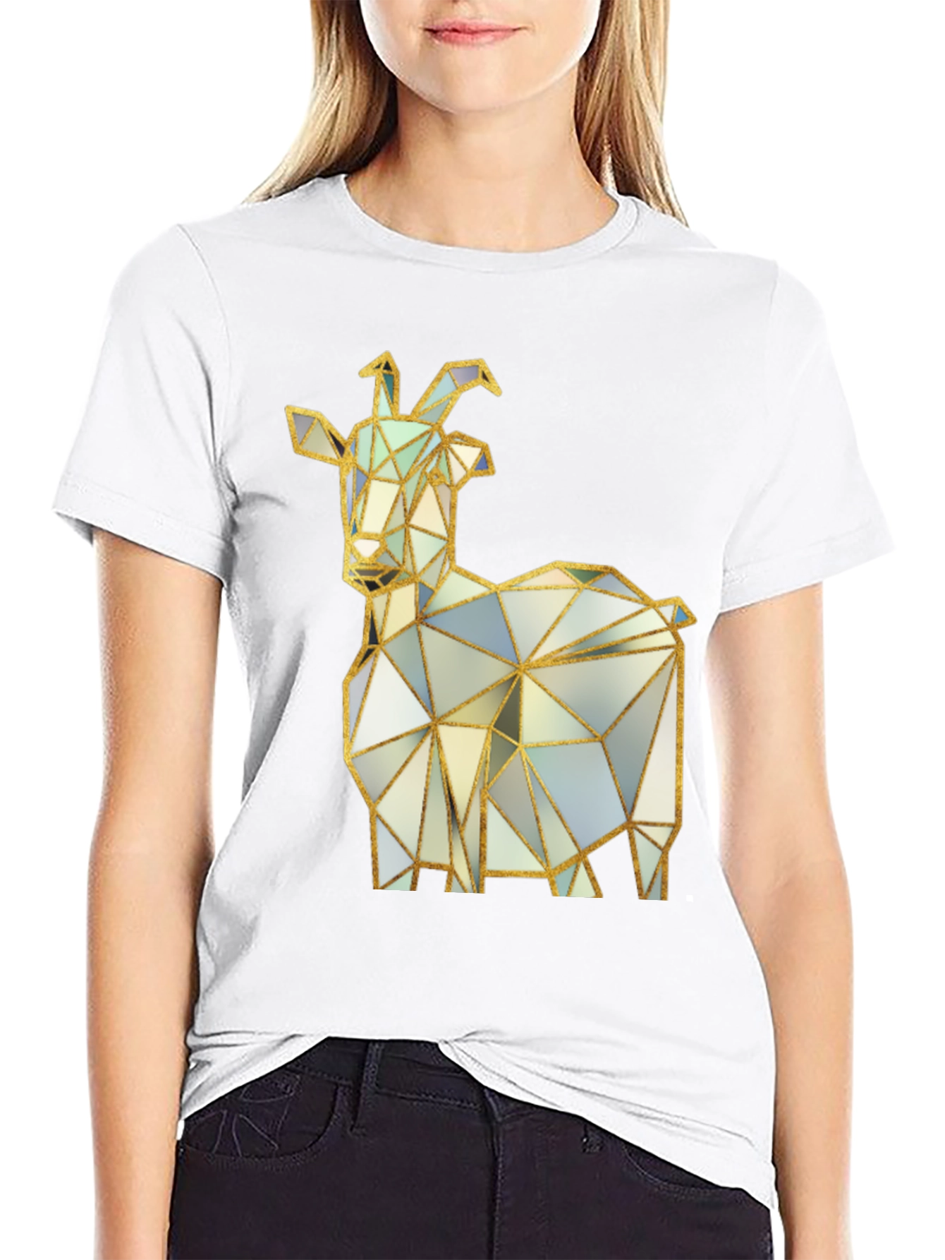 Geometric Goat T-Shirt - Black