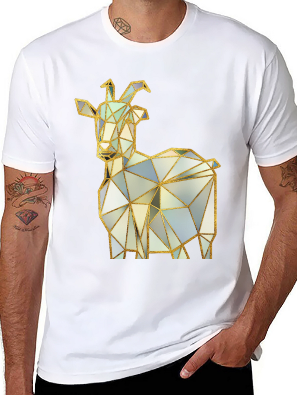 Geometric Goat T-Shirt - Black