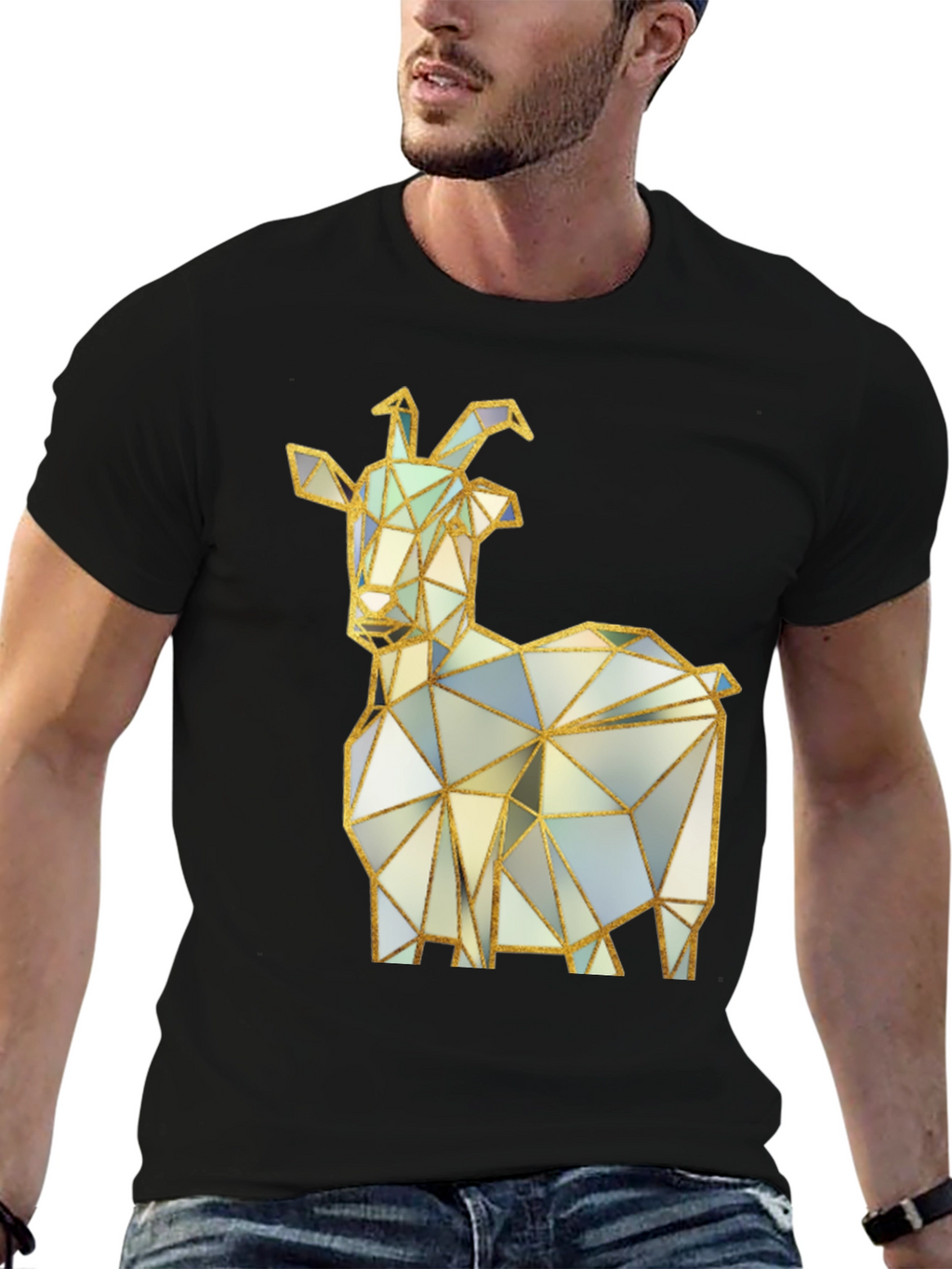 Geometric Goat T-Shirt - Black