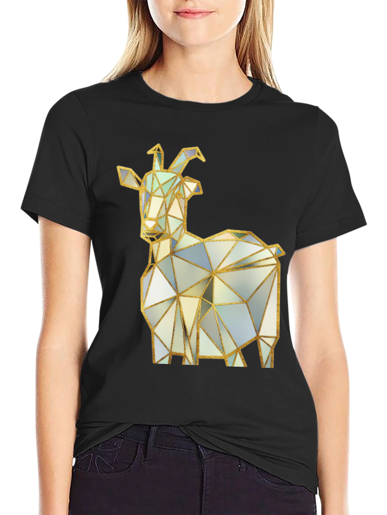 Geometric Goat T-Shirt - Black