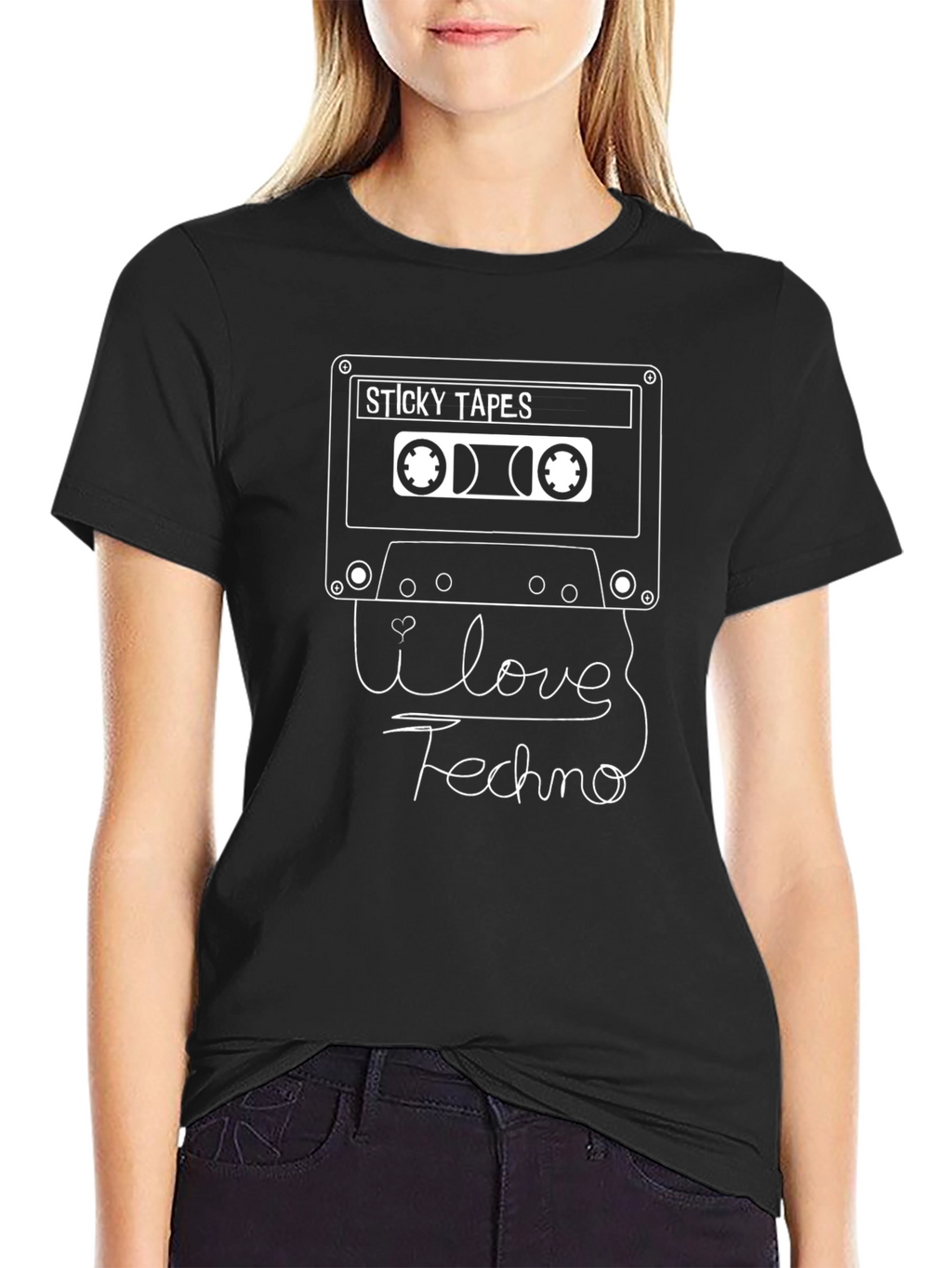 I Love Techno Black Graphic Tee