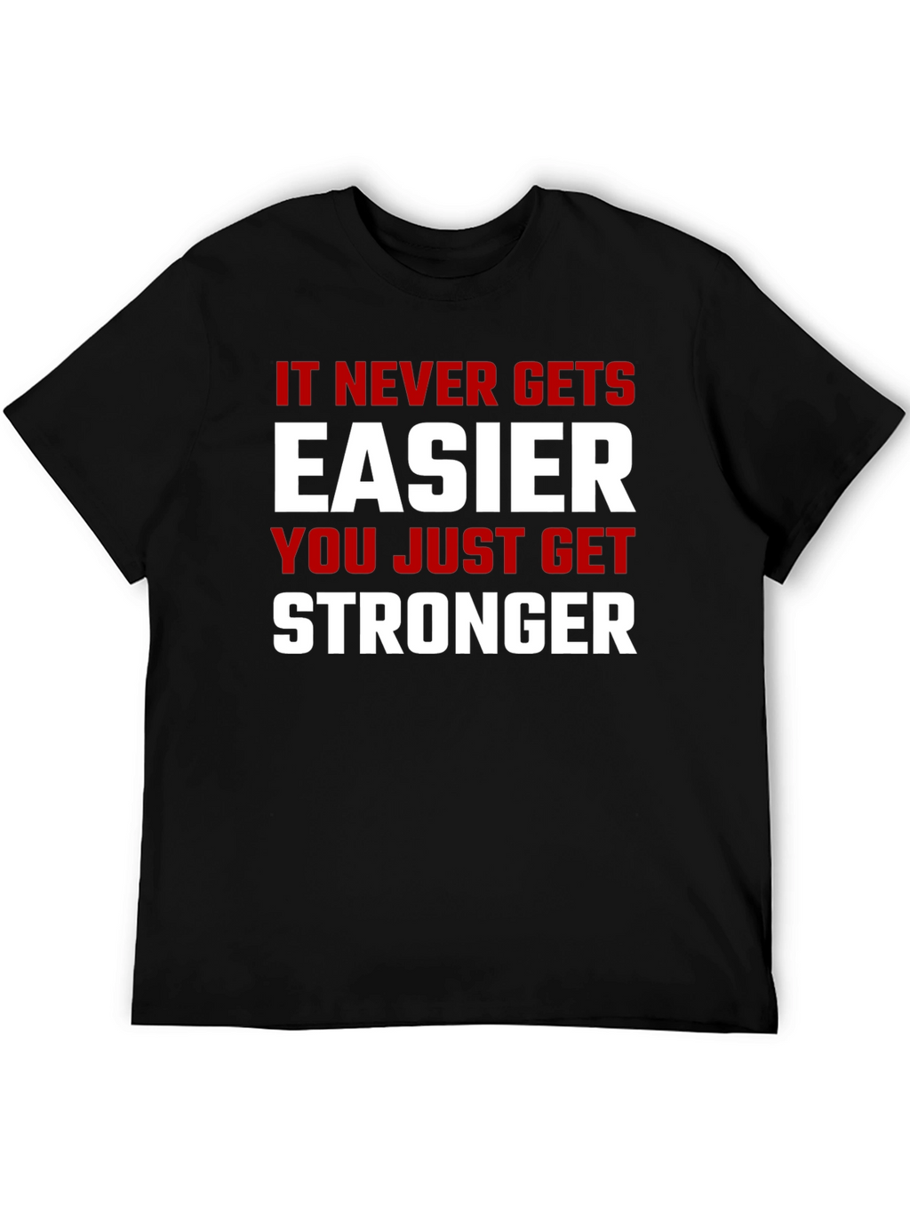 Motivational Stronger Graphic Print Black T-Shirt