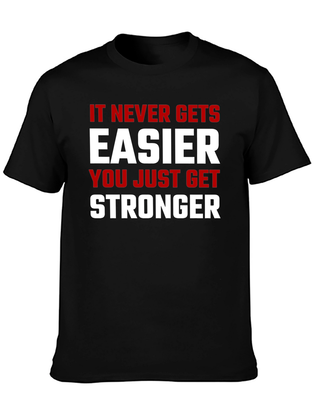 Motivational Stronger Graphic Print Black T-Shirt