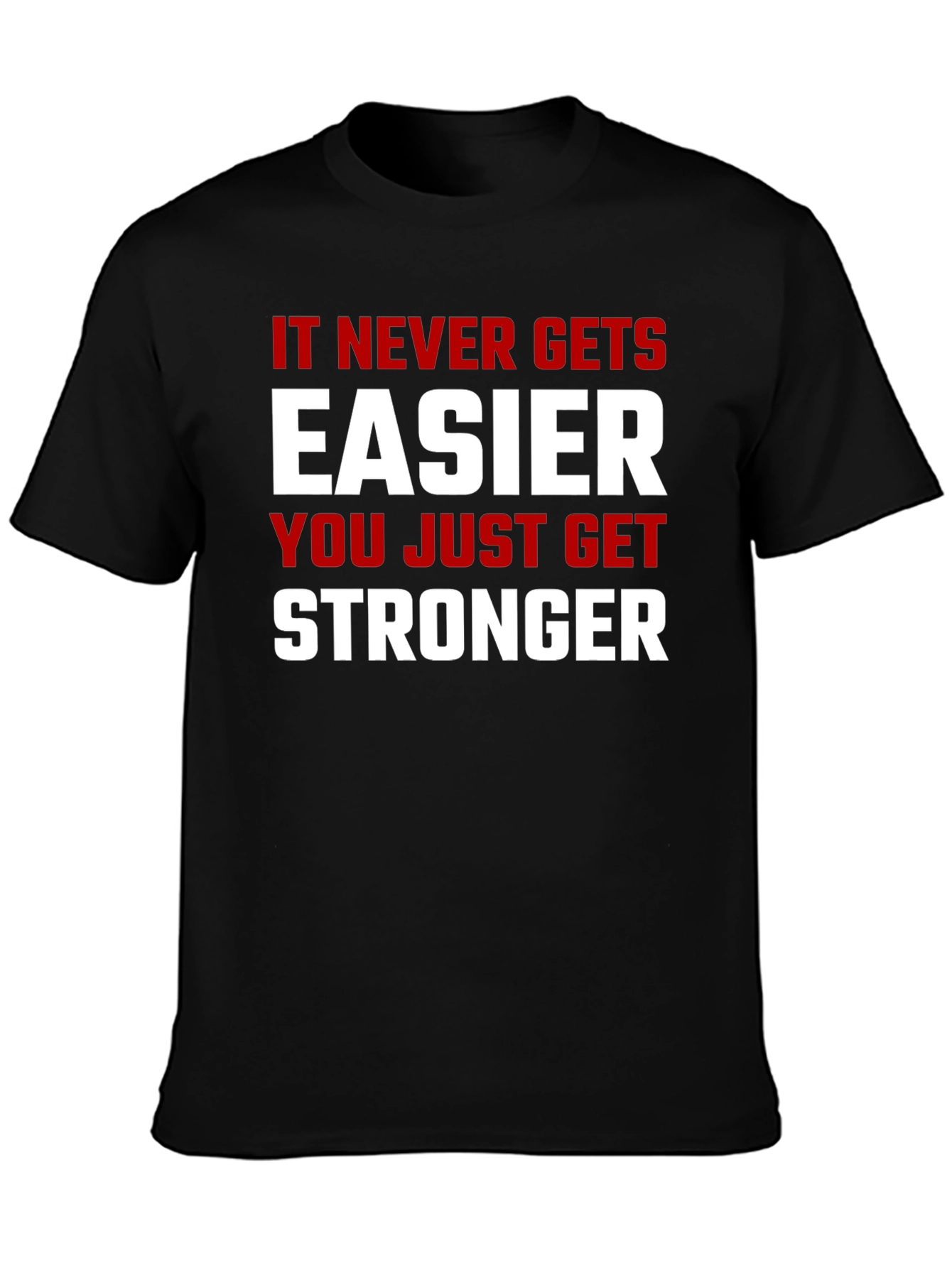 Motivational Stronger Graphic Print Black T-Shirt