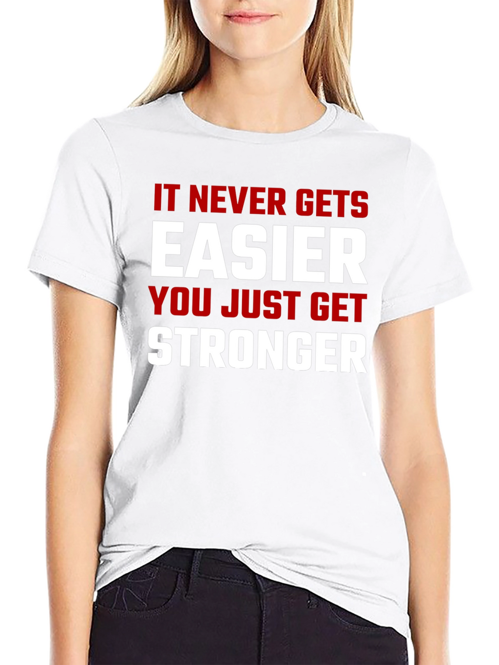 Motivational Stronger Graphic Print Black T-Shirt