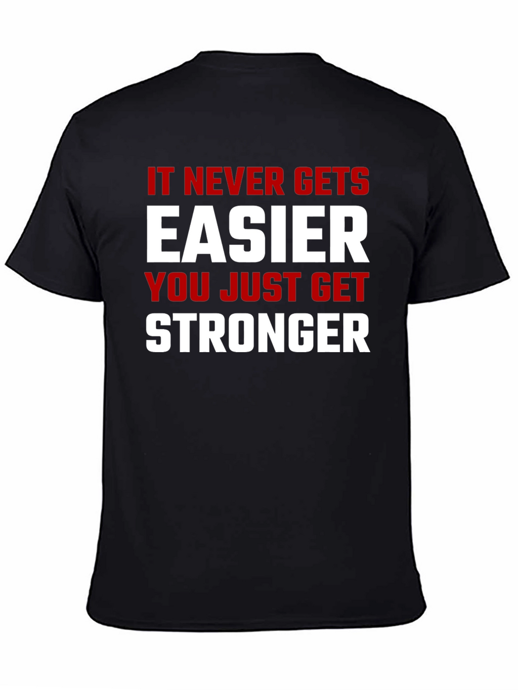 Motivational Stronger Graphic Print Black T-Shirt