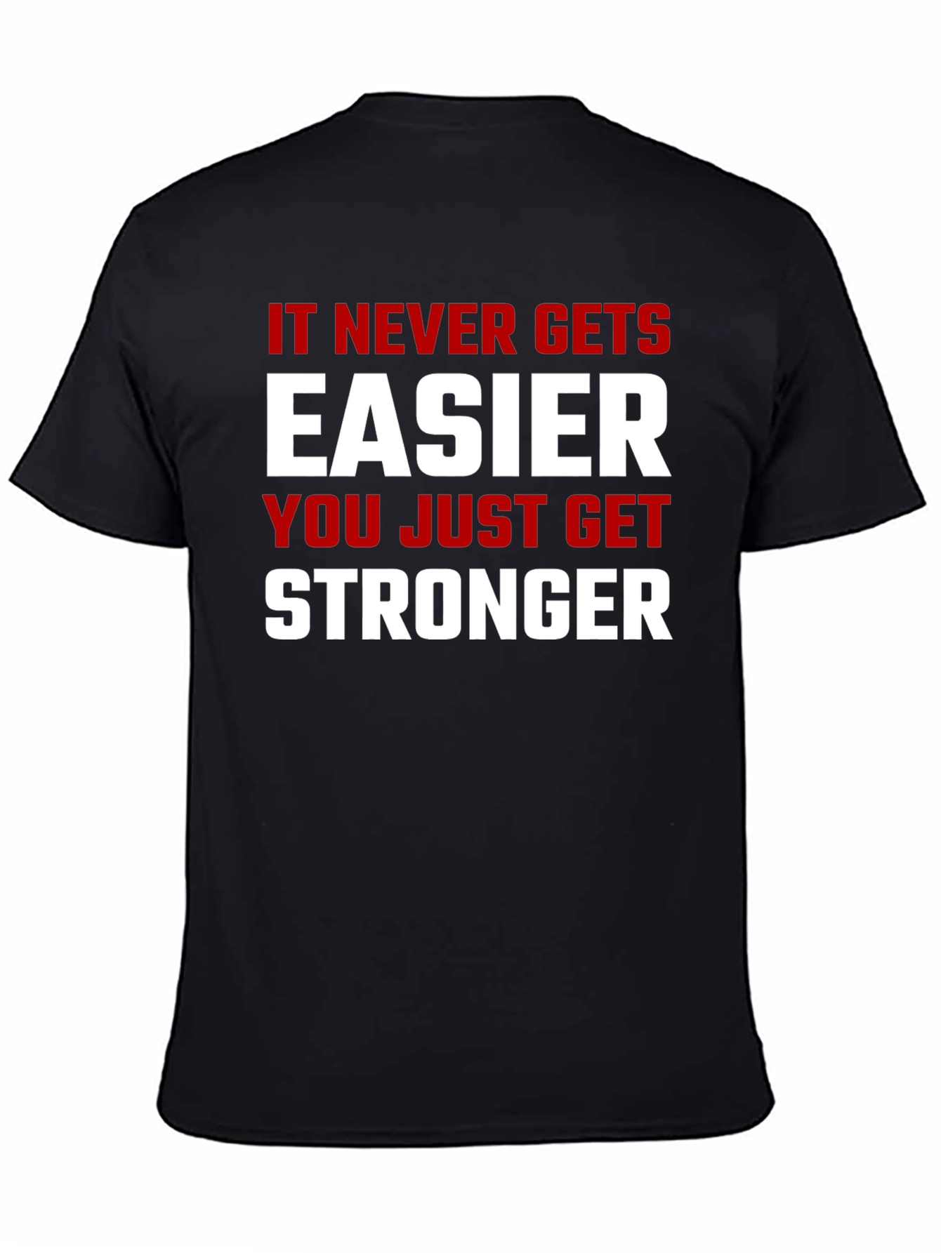Motivational Stronger Graphic Print Black T-Shirt