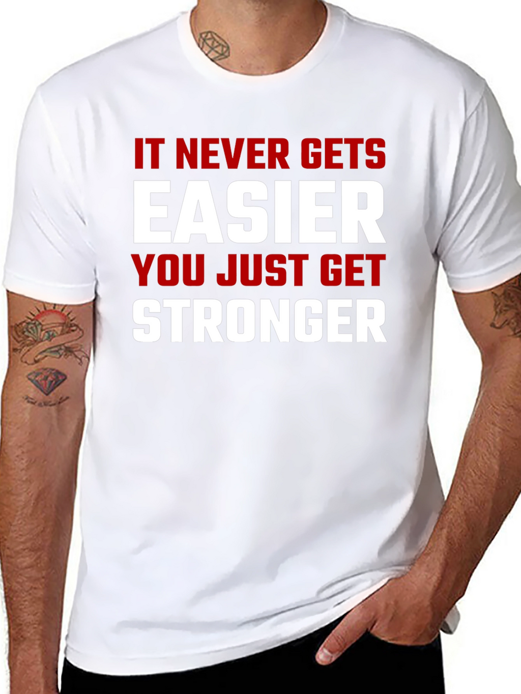 Motivational Stronger Graphic Print Black T-Shirt