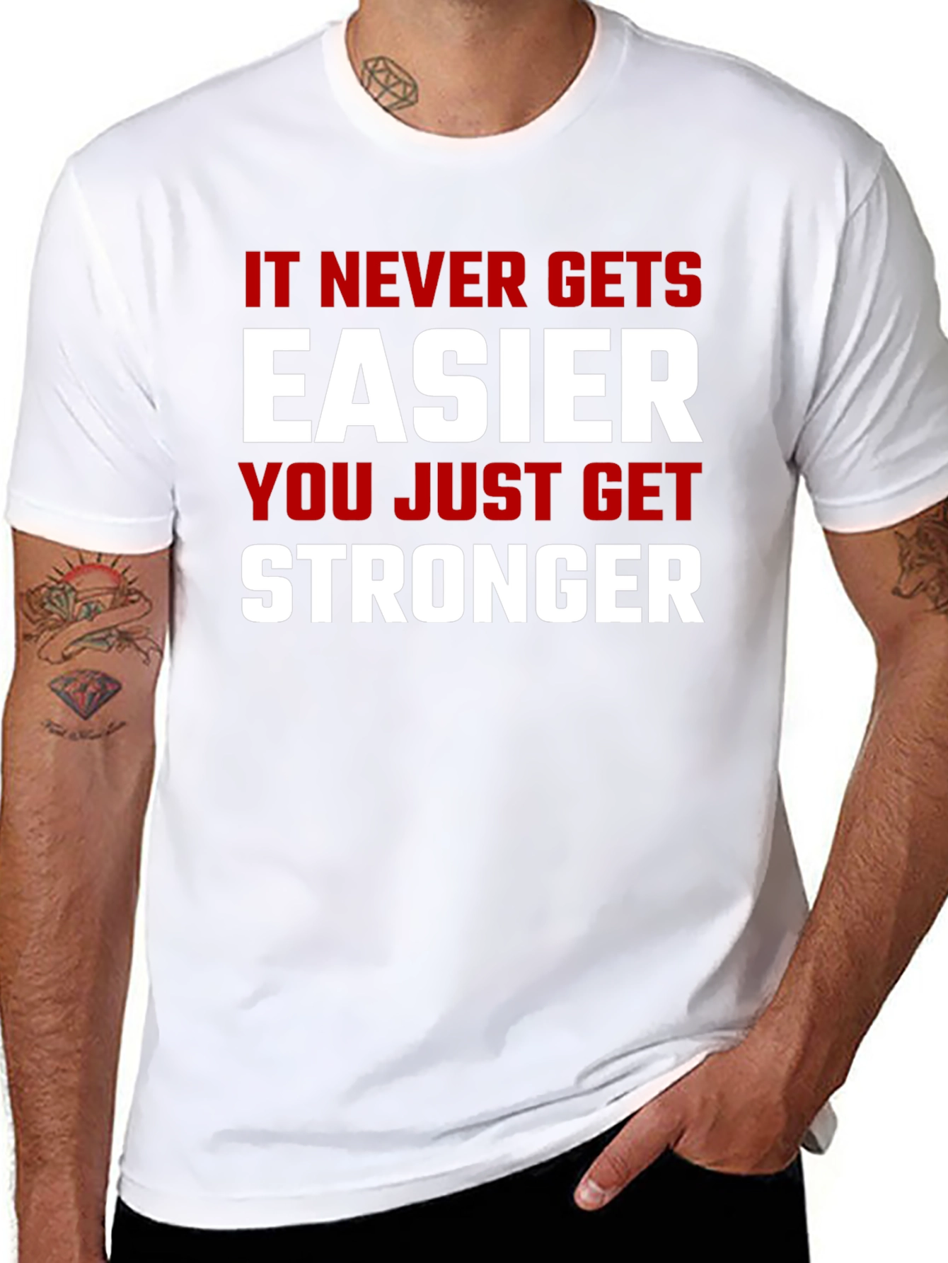 Motivational Stronger Graphic Print Black T-Shirt