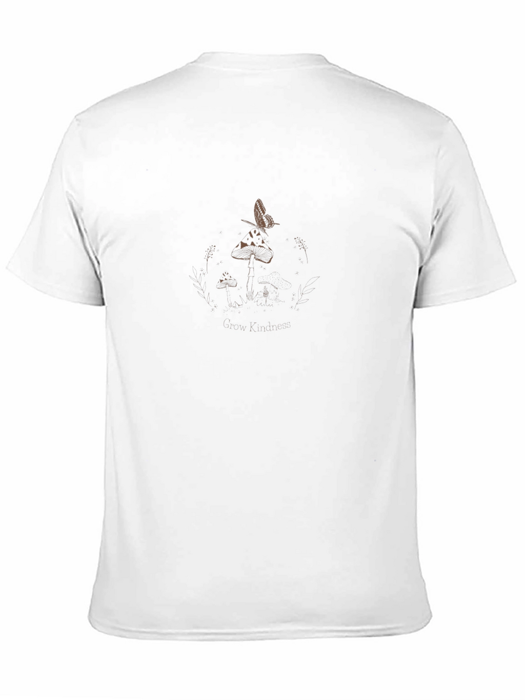 Black Graphic Tee - Mushroom & Butterfly Design