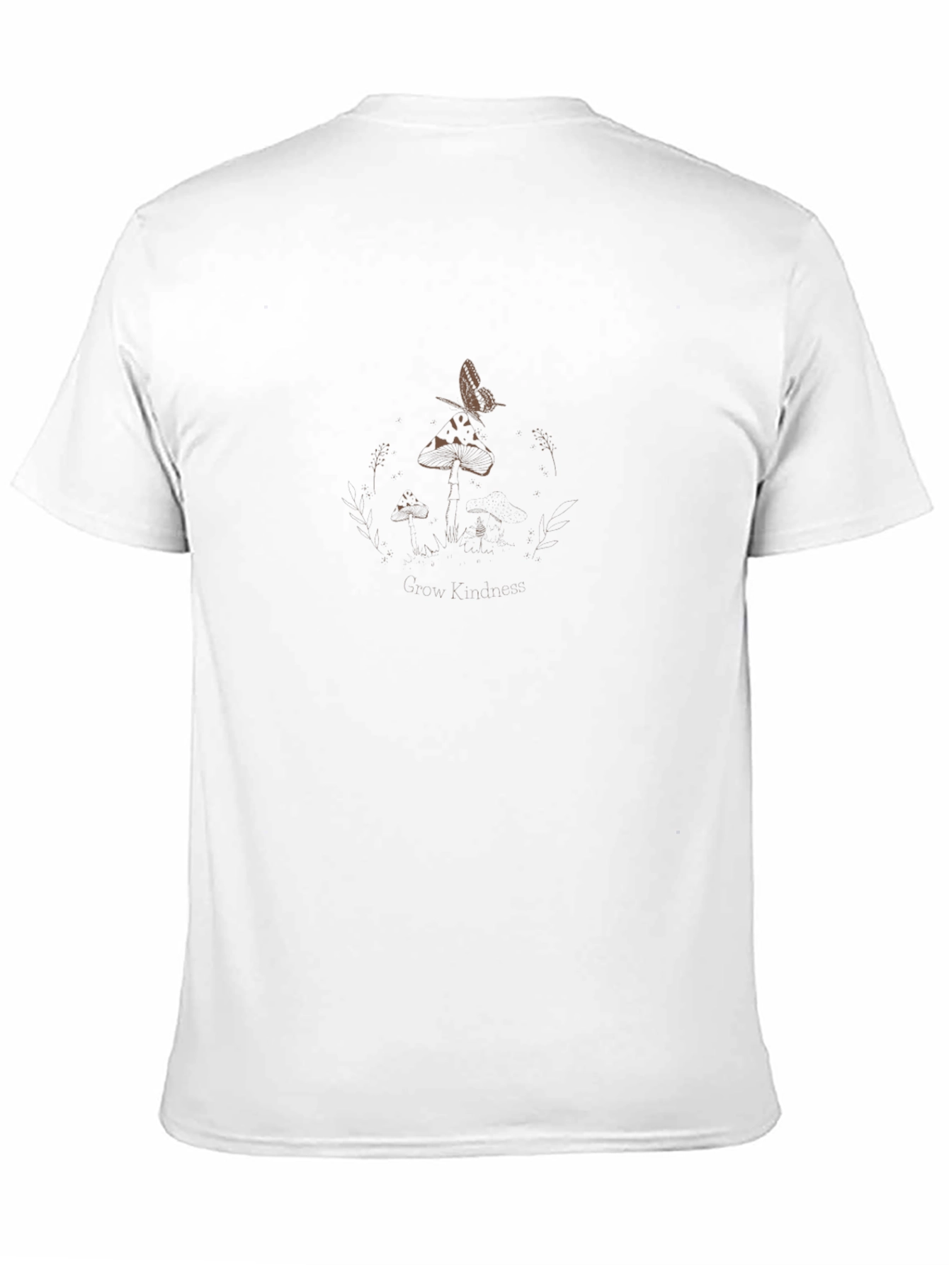 Black Graphic Tee - Mushroom & Butterfly Design