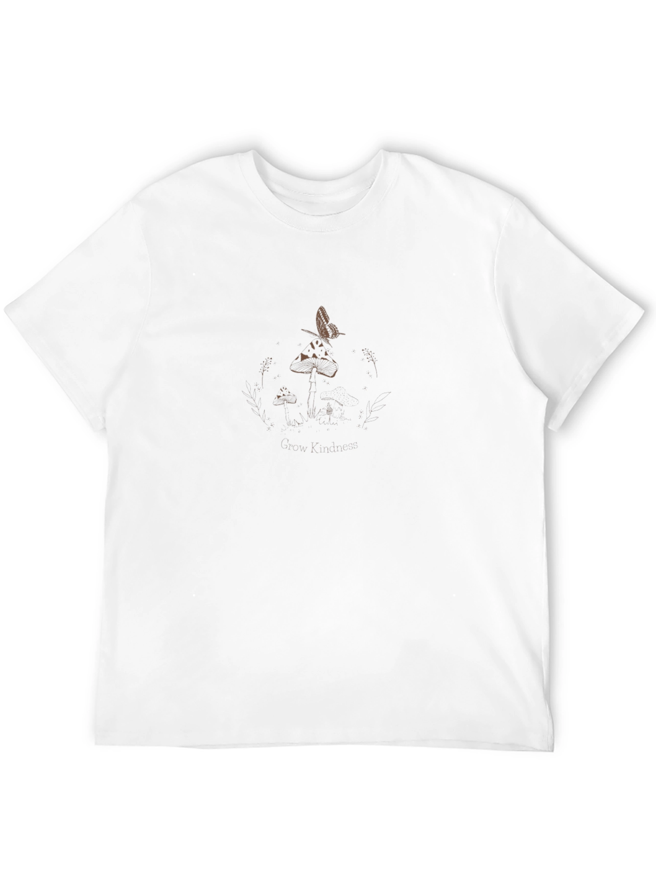 Black Graphic Tee - Mushroom & Butterfly Design