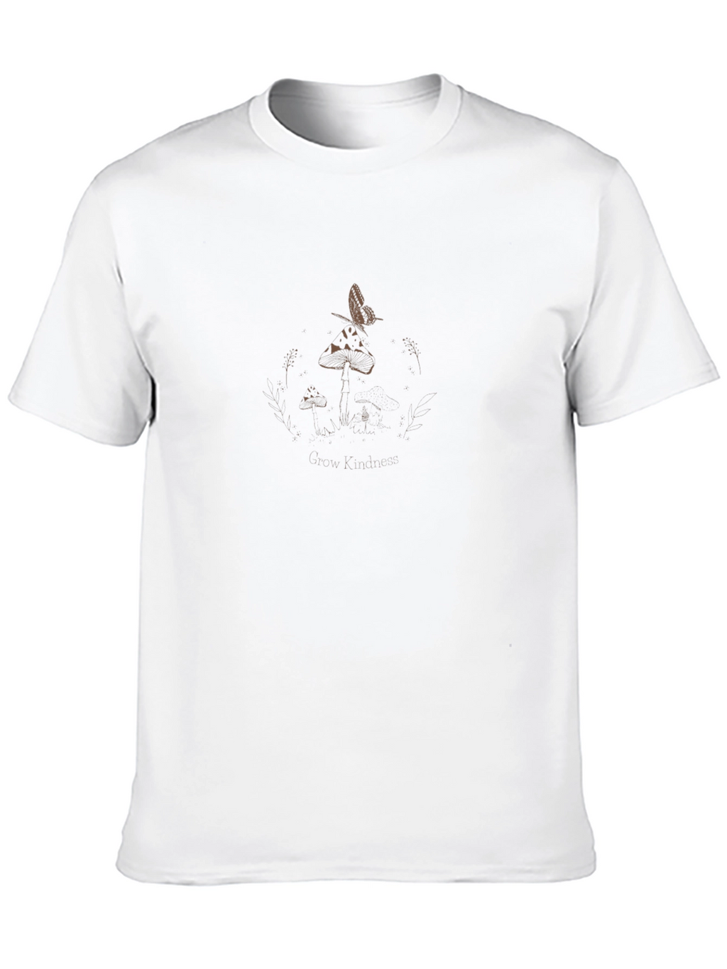Black Graphic Tee - Mushroom & Butterfly Design