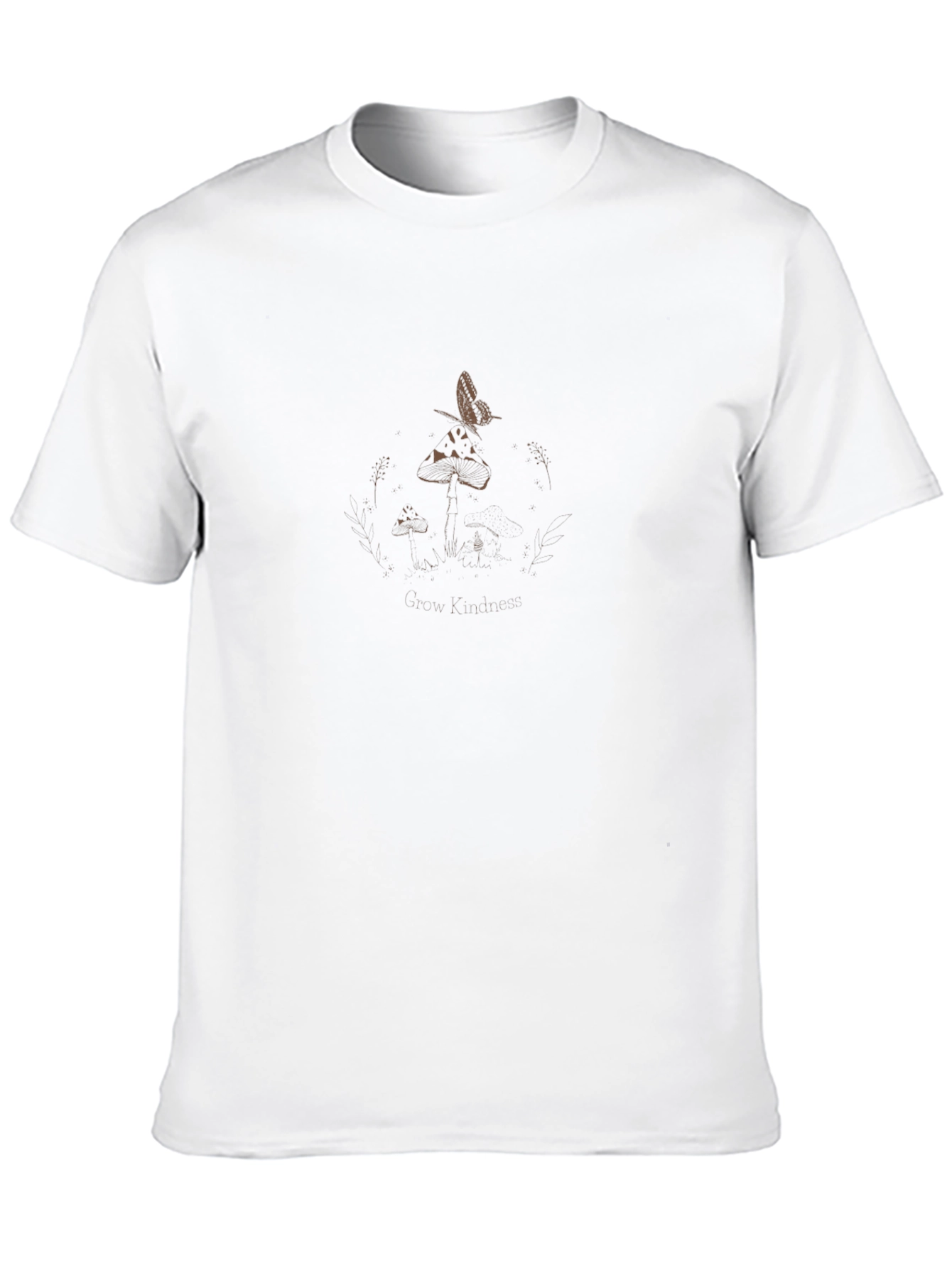 Black Graphic Tee - Mushroom & Butterfly Design