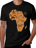 African Continent Animals Graphic Tee - Black