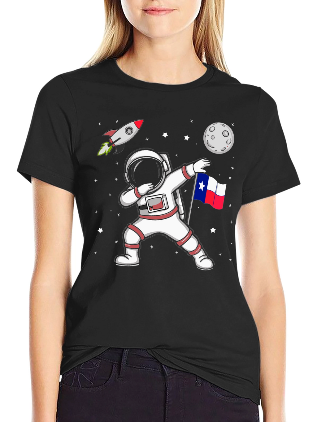 Astronaut Dabbing Texas Flag T-Shirt