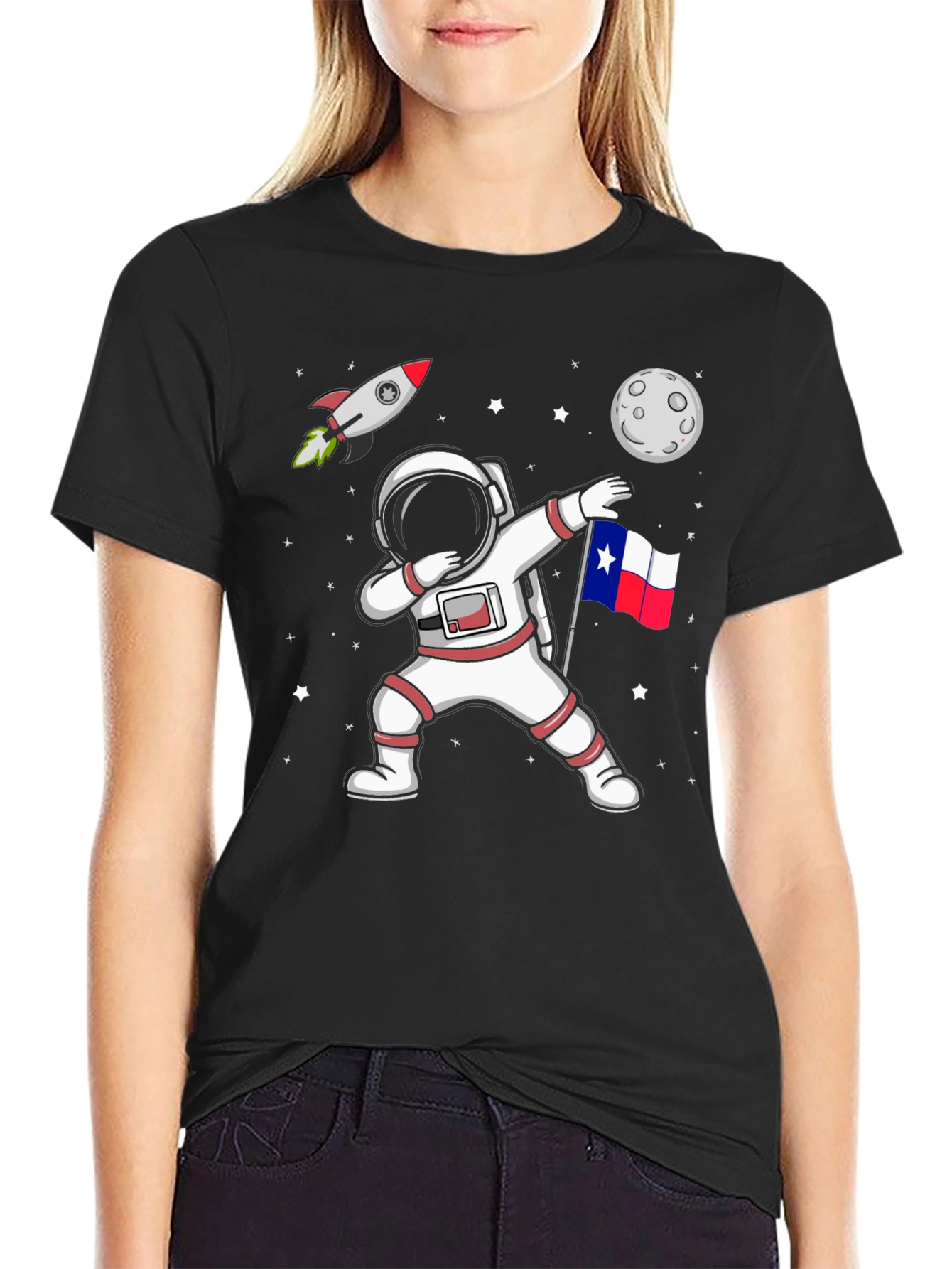 Astronaut Dabbing Texas Flag T-Shirt