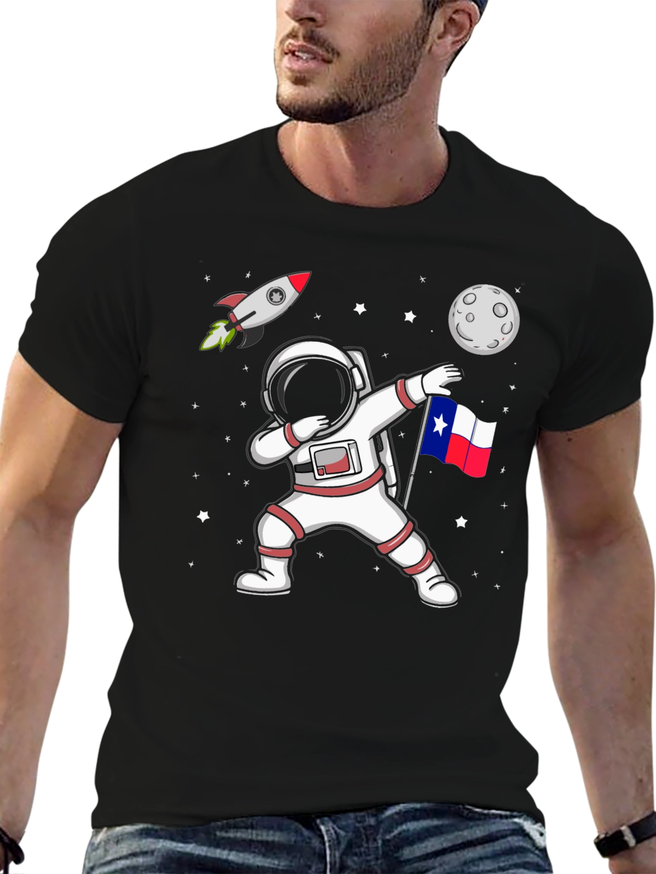 Astronaut Dabbing Texas Flag T-Shirt
