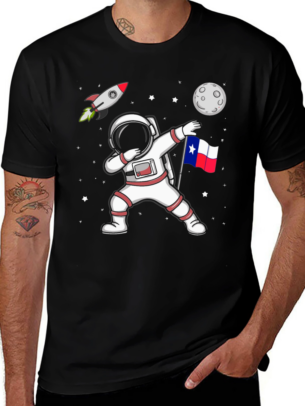 Astronaut Dabbing Texas Flag T-Shirt