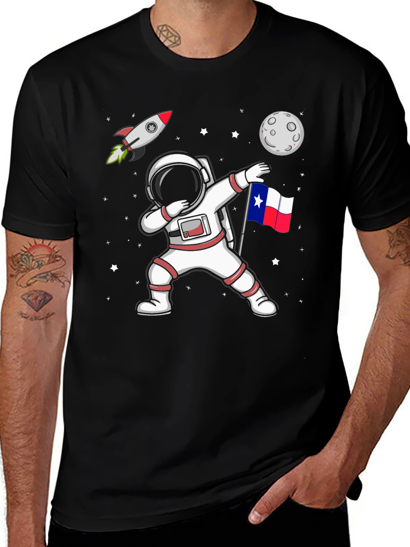 Astronaut Dabbing Texas Flag T-Shirt