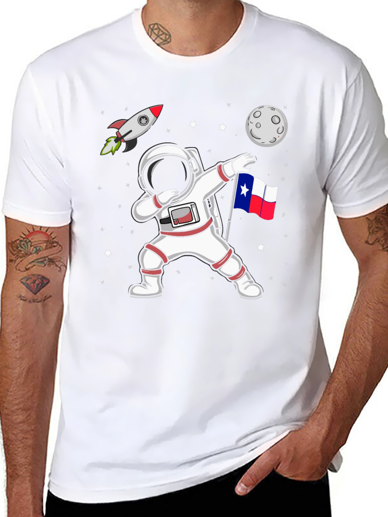 Astronaut Dabbing Texas Flag T-Shirt