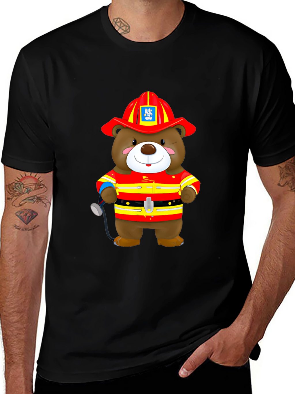 Firefighter Bear Graphic T-Shirt