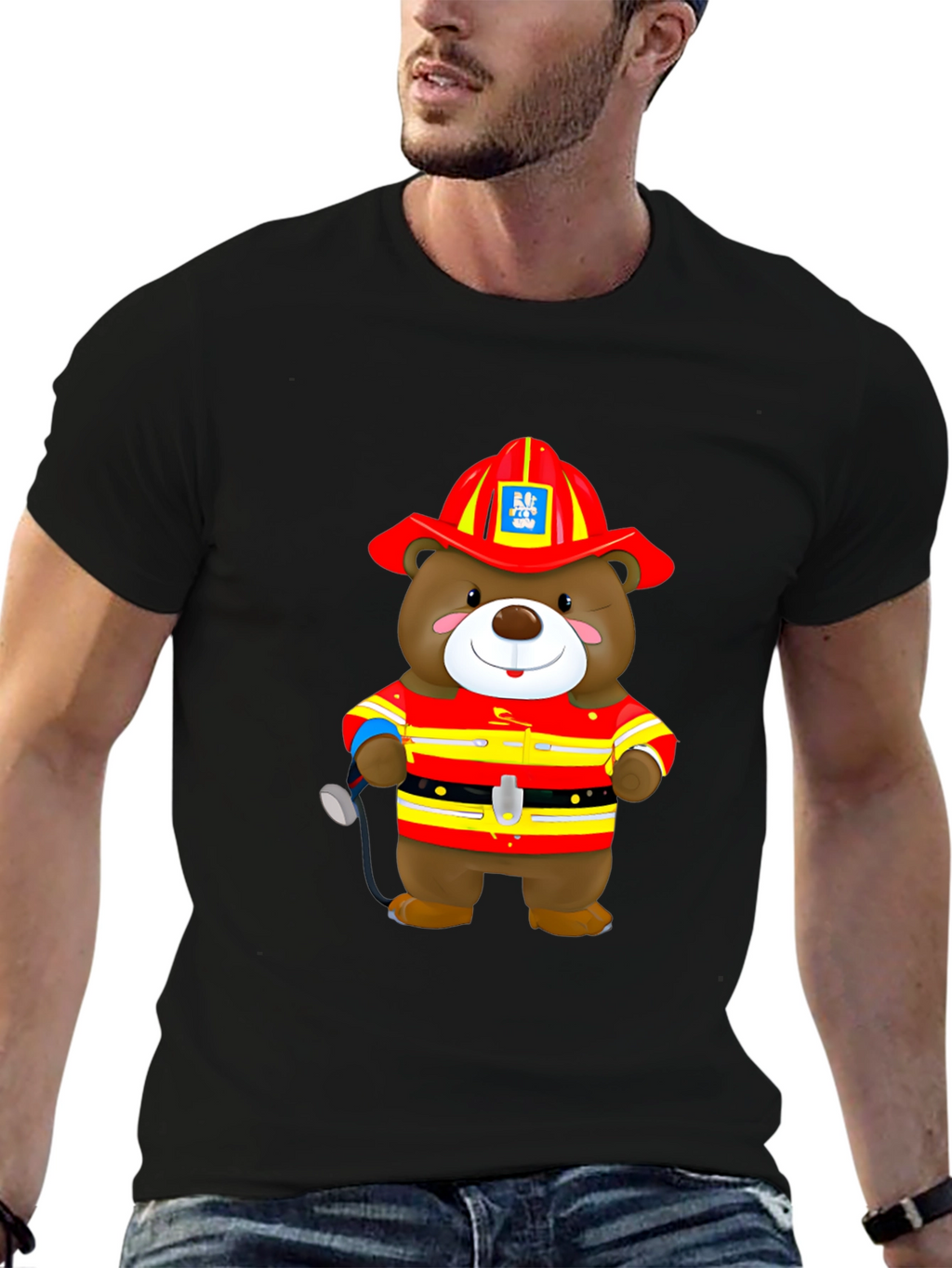 Firefighter Bear Graphic T-Shirt