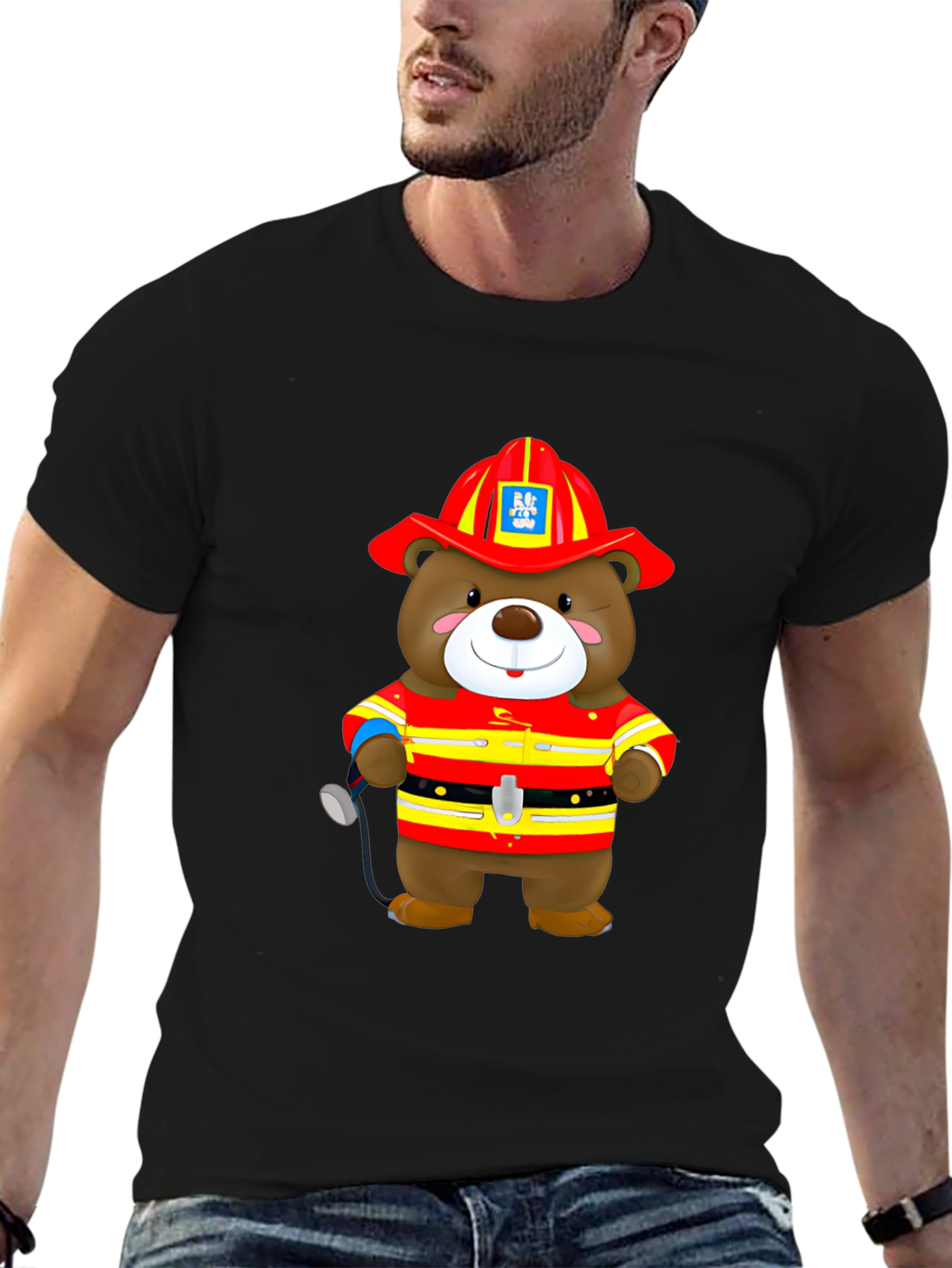 Firefighter Bear Graphic T-Shirt