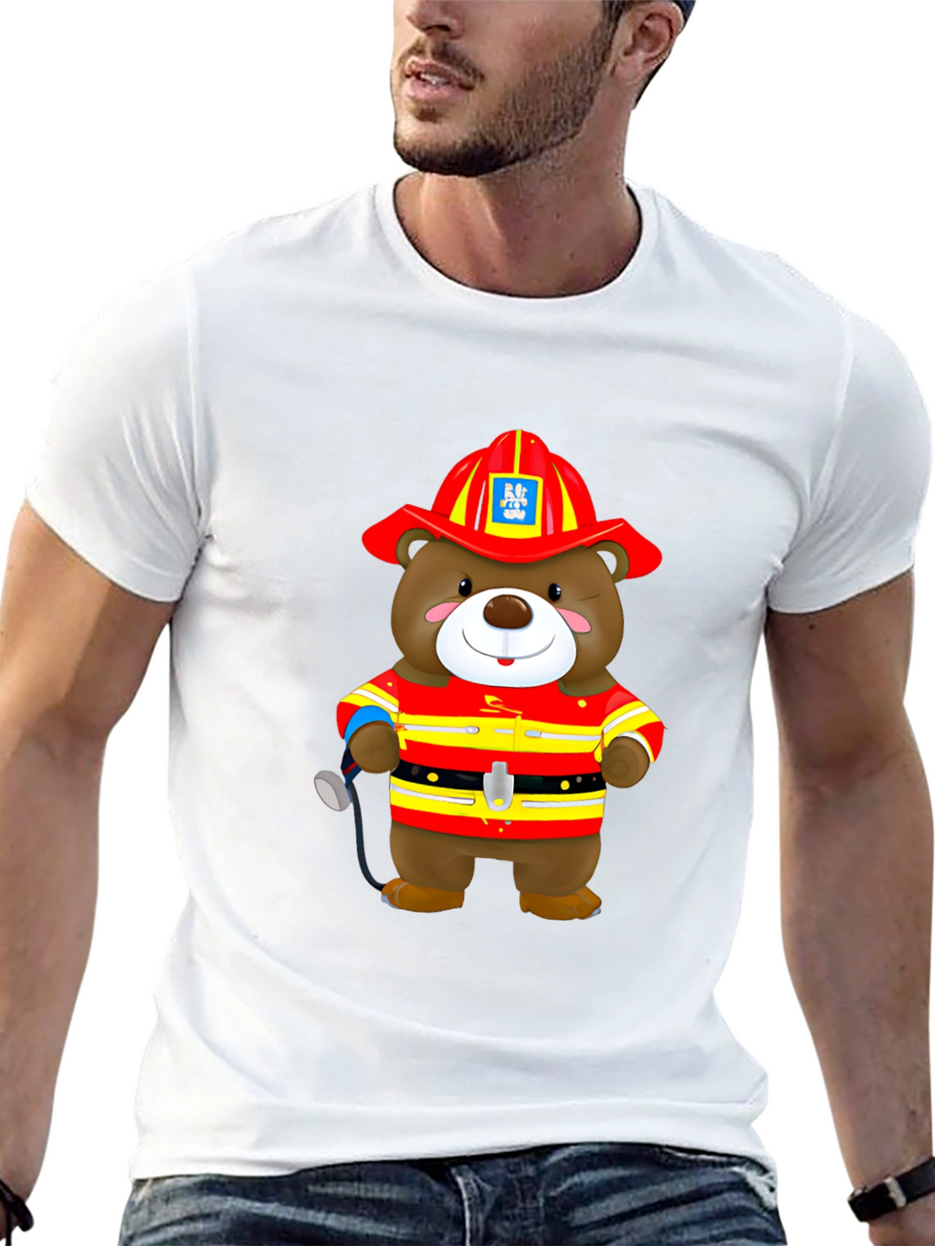 Firefighter Bear Graphic T-Shirt