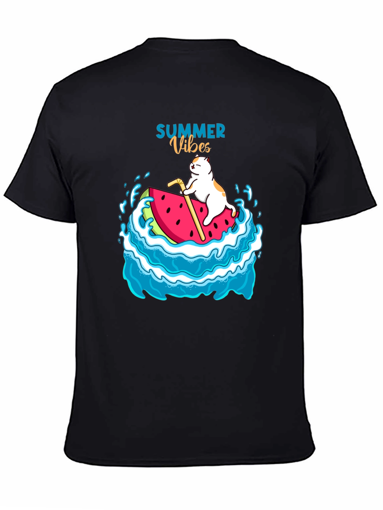 Summer Vibes Cat Watermelon T-Shirt